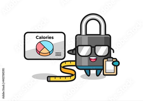 Illustration of padlock mascot as a dietitian