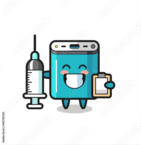 Mascot Illustration of power bank as a doctor