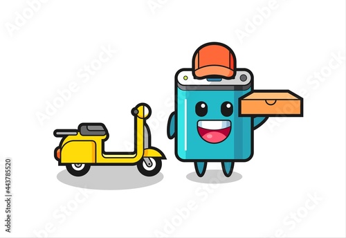 Character Illustration of power bank as a pizza deliveryman