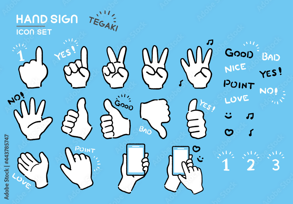 手書きのハンドサインイラストまとめ Stock Vector Adobe Stock