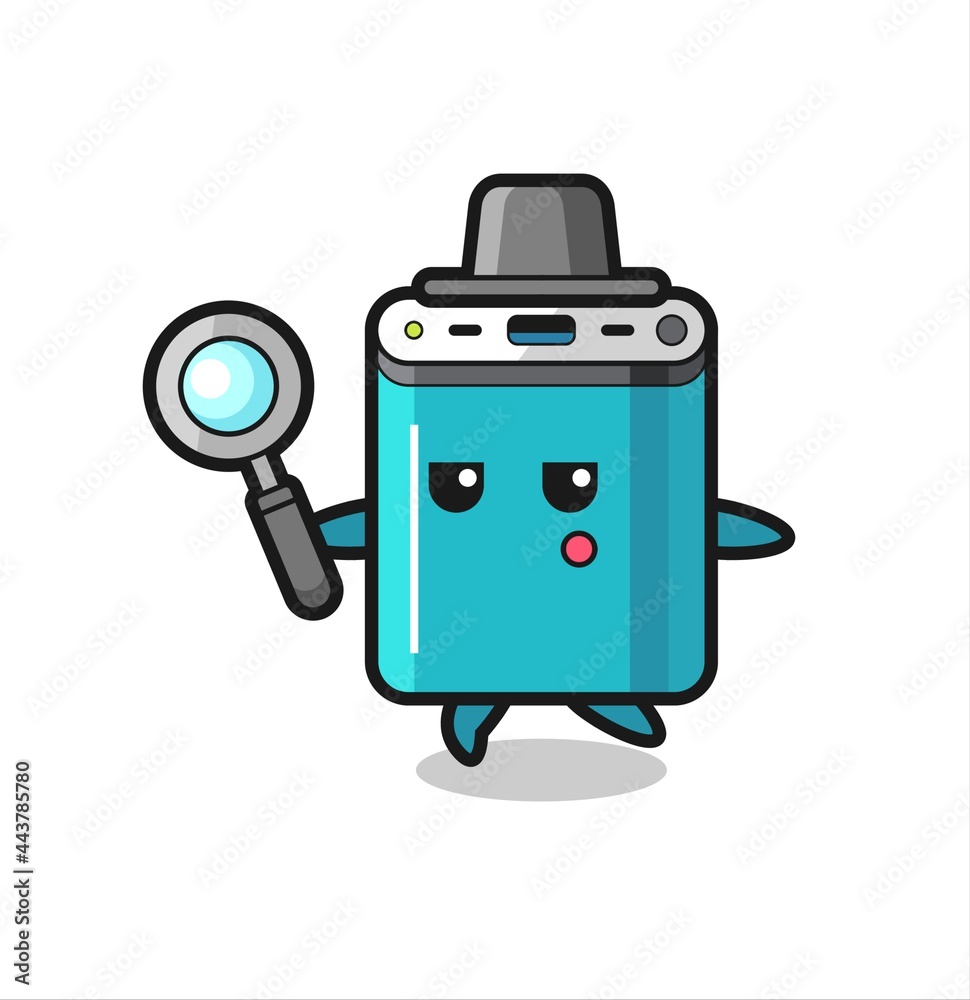 power bank cartoon character searching with a magnifying glass power bank cartoon character searching with a magnifying glass