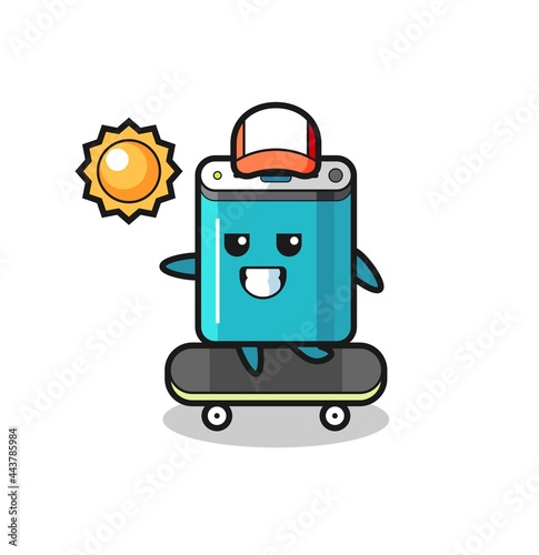 power bank character illustration ride a skateboard