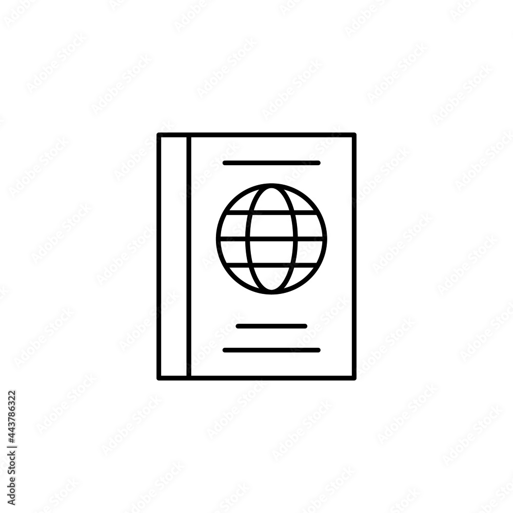 passport icon in flat black line style, isolated on white background passport icon in flat black line style, isolated on white background