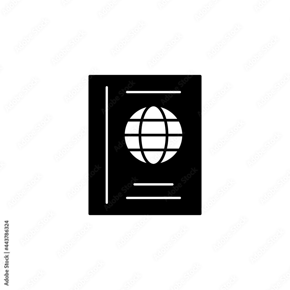 passport icon in solid black flat shape glyph icon, isolated on white background passport icon in solid black flat shape glyph icon, isolated on white background