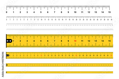 Measuring Rulers, tape measure. ruler 100 cm. measuring tool. ​isolated on white background