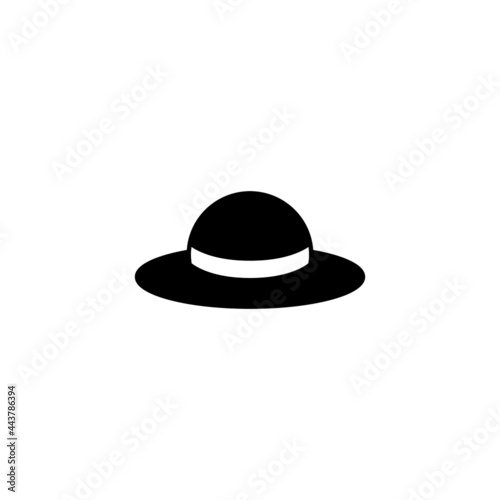 Beach, hat icon in solid black flat shape glyph icon, isolated on white background 