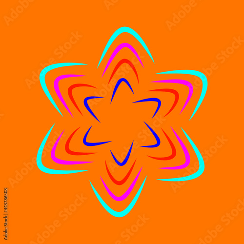 Colorful flora design on orange background