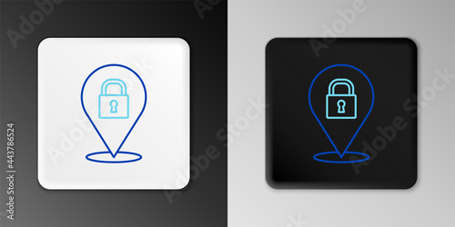 Line Location lock icon isolated on grey background. The concept of the house turnkey. Colorful outline concept. Vector