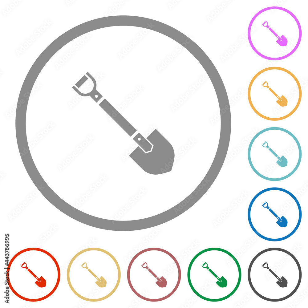 Shovel flat icons with outlines
