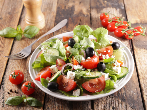 vegetable salad with cucumber, tomato and olive