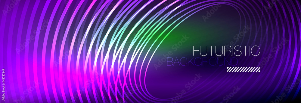 Dark abstract background with glowing neon circles. Trendy layout template for business or technology presentation, internet poster or web brochure cover, wallpaper Dark abstract background with glowing neon circles. Trendy layout template for business or technology presentation, internet poster or web brochure cover, wallpaper