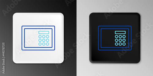 Line Safe icon isolated on grey background. The door safe a bank vault with a combination lock. Reliable Data Protection. Colorful outline concept. Vector