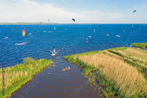 Aerial from watersports on Lauwersmeer in Friesland the Netherlands photo