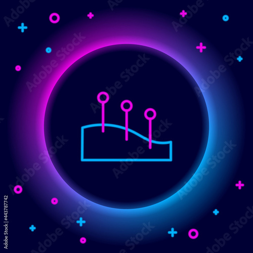 Glowing neon line Acupuncture therapy icon isolated on black background. Chinese medicine. Holistic pain management treatments. Colorful outline concept. Vector