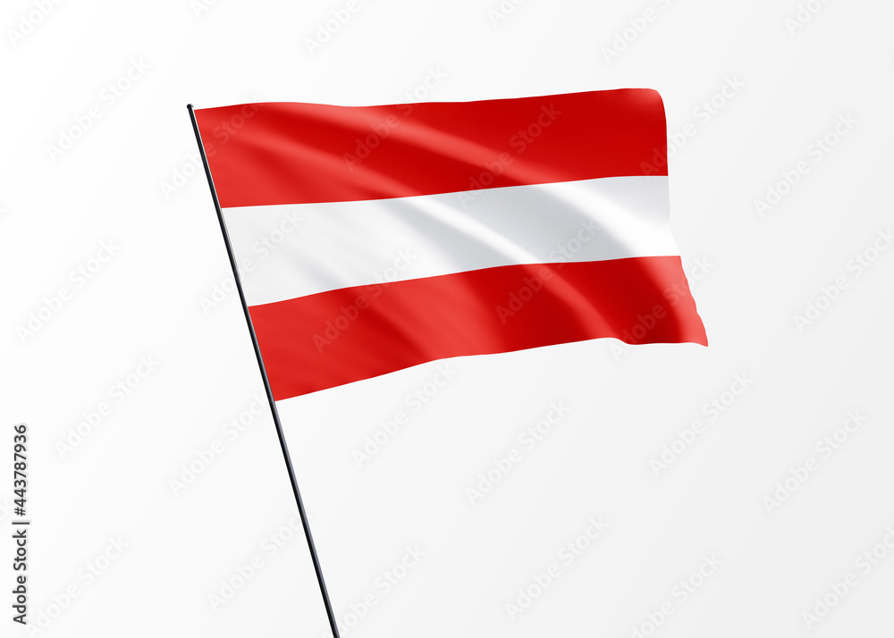 Austria flag flying high in the isolated background Austria independence day. World national flag collection