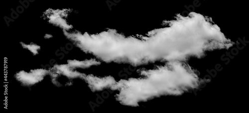 White cloud isolated on black background, Fluffy texture , Abstract smoke