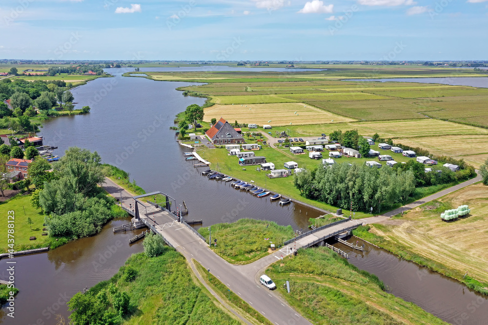 Aerial view from the Hegermeer in Friesland the Netherlands