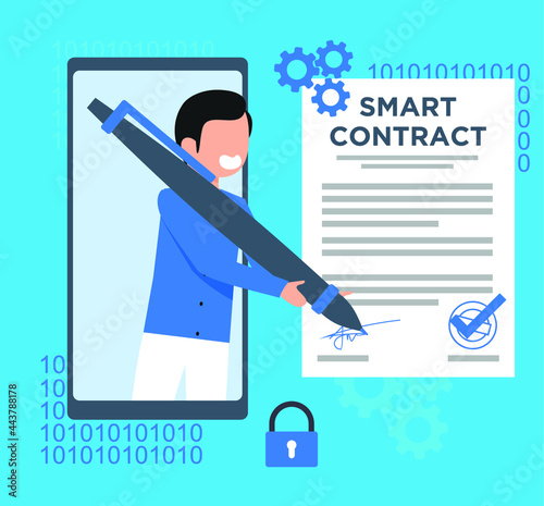 Smart Contract Digital flat concept