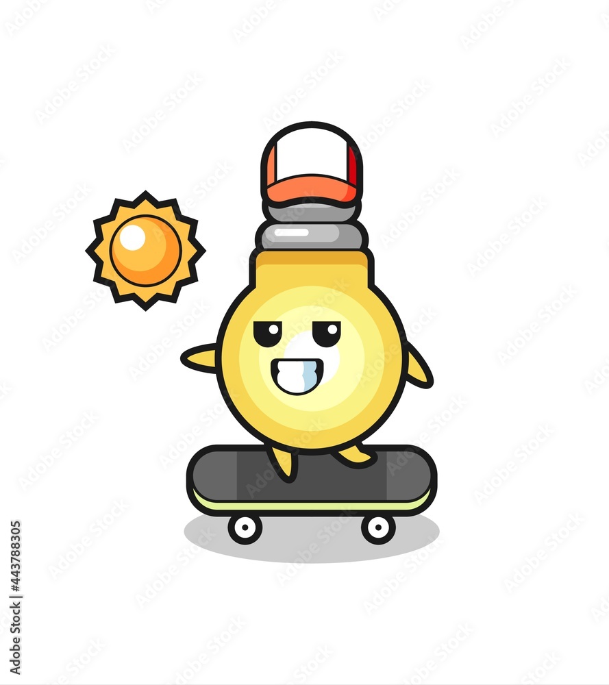 light bulb character illustration ride a skateboard