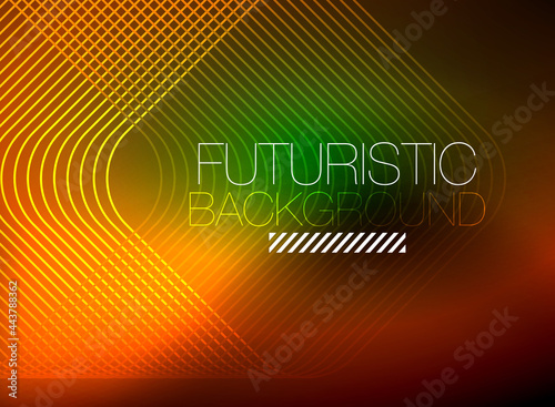Neon color square shape lines abstract background. Shiny magic energy and motion concept, vector abstract wallpaper background © antishock