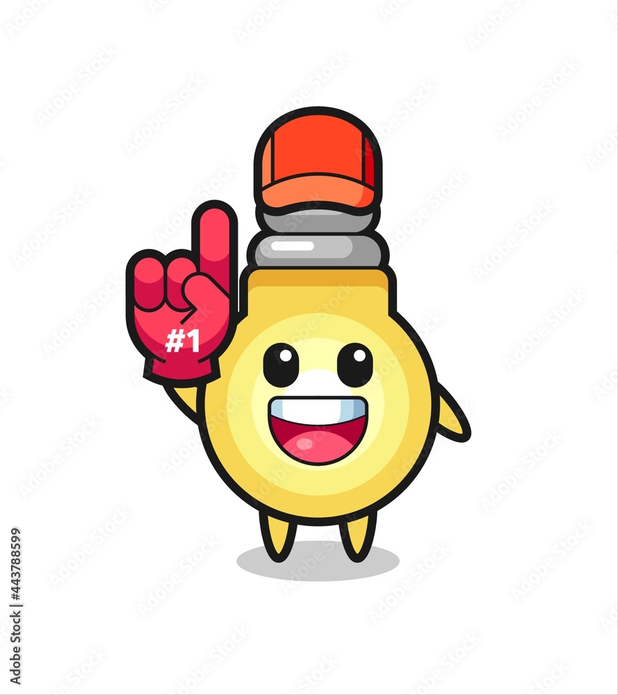 light bulb illustration cartoon with number 1 fans glove light bulb illustration cartoon with number 1 fans glove