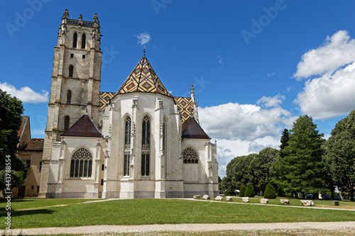 BOURG-EN-BRESSE, FRANCE, June 29, 2021 : Outdoor view of Brou Royal Monastery photo