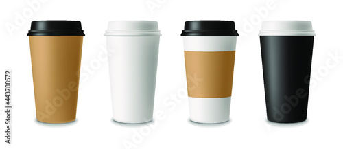 Paper cups vector realistic mock up detailed illustrations isolated