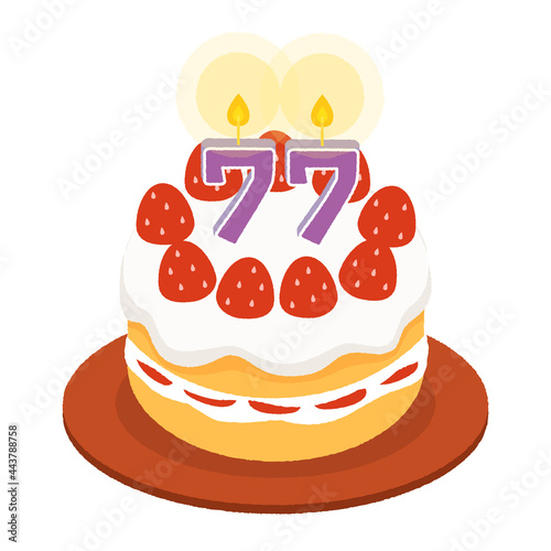 77歳の誕生日ケーキ、喜寿のお祝いケーキ