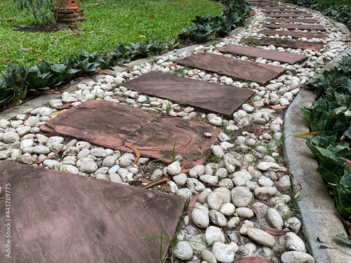 Stone paths to walk in the garden