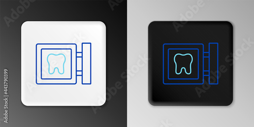 Line Dental clinic location icon isolated on grey background. Colorful outline concept. Vector