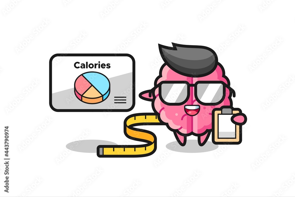 Illustration of brain mascot as a dietitian