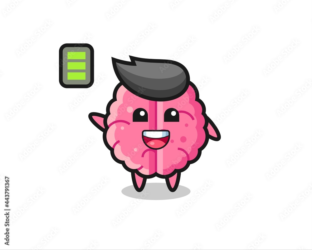 brain mascot character with energetic gesture brain mascot character with energetic gesture