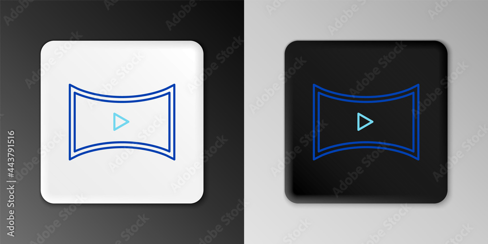 Line Online play video icon isolated on grey background. Film strip with play sign. Colorful outline concept. Vector Line Online play video icon isolated on grey background. Film strip with play sign. Colorful outline concept. Vector