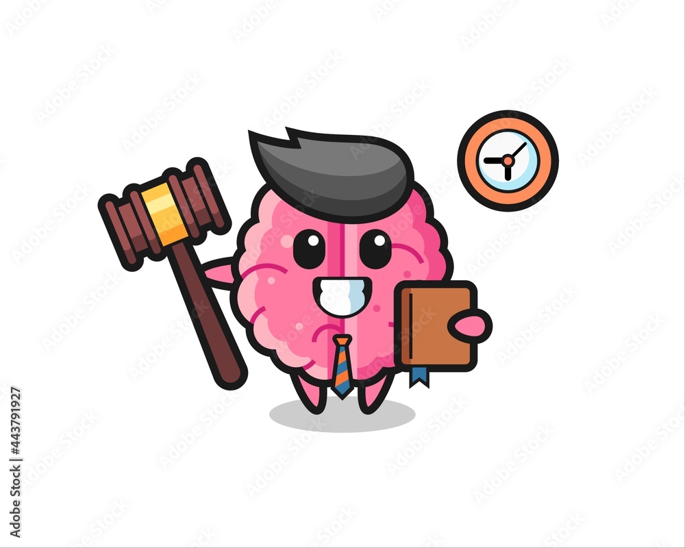 Mascot cartoon of brain as a judge