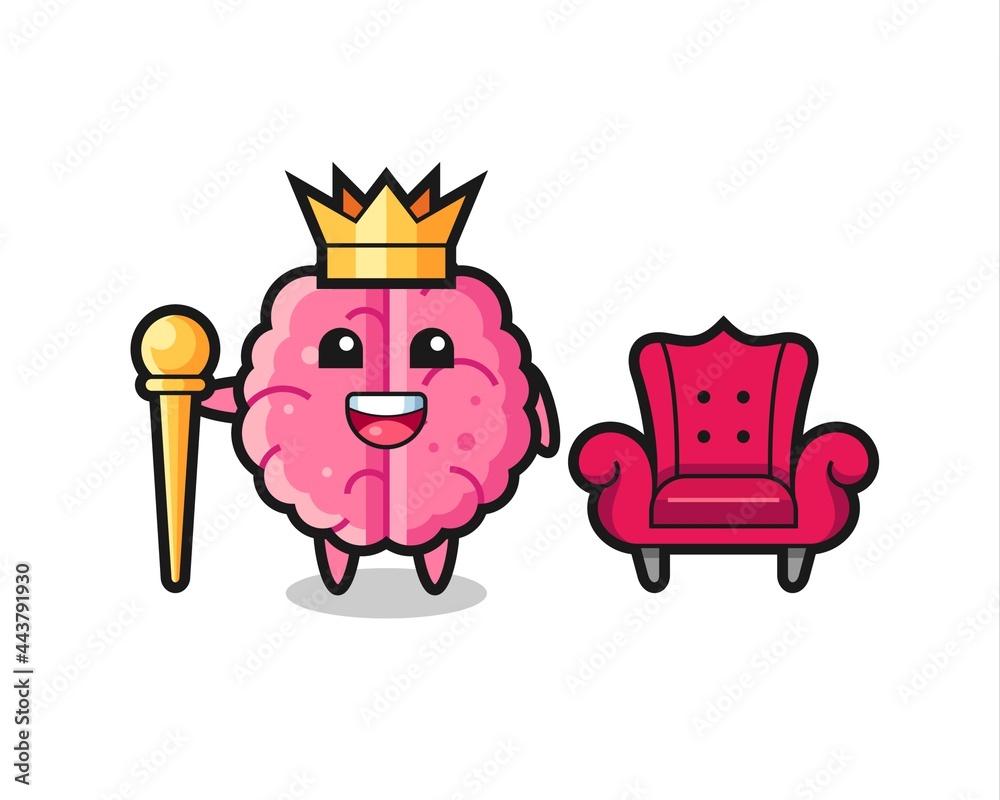 Mascot cartoon of brain as a king