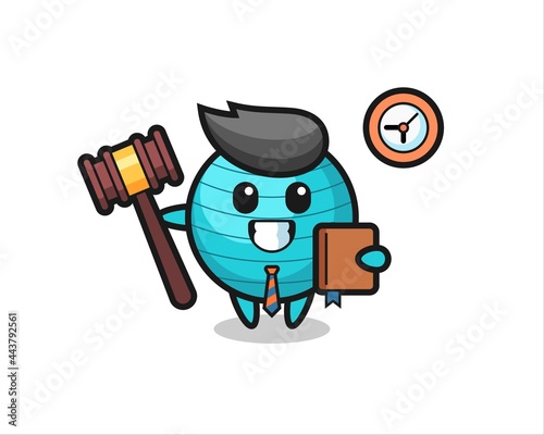 Mascot cartoon of exercise ball as a judge