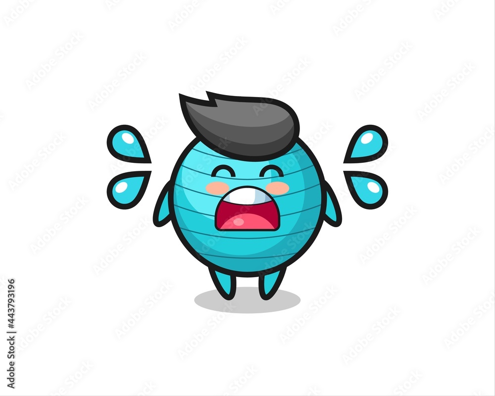 Fototapeta premium exercise ball cartoon illustration with crying gesture