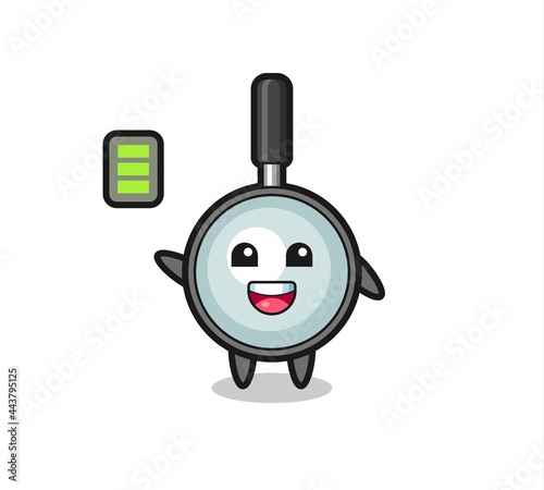 magnifying glass mascot character with energetic gesture