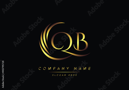 alphabet letters QB monogram logo, gold color elegant classical