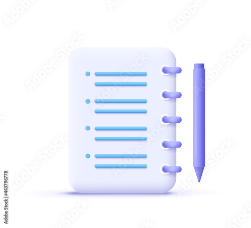 Assignment icon. Clipboard, checklist, document symbol. 3d vector illustration.