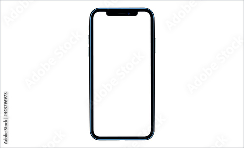 Smartphone with a blank screen lying on a flat surface. High Resolution Vector illustration of responsive web design ,app, template site, shape of a modern mobile phone Designed New black frameless