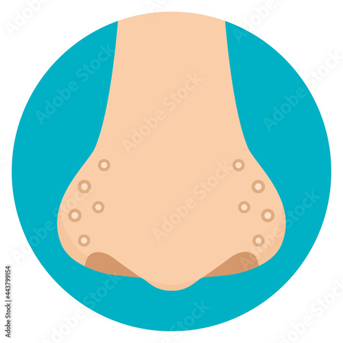 小鼻の毛穴の白い角栓汚れ　フラットデザイン アイコン