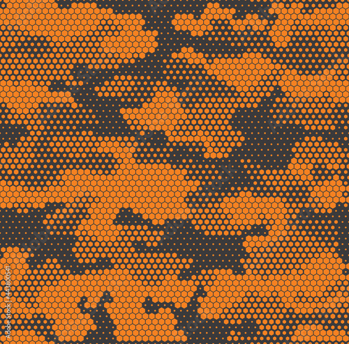 Camouflage seamless pattern modern. Abstract camo from hexagonal elements. Military texture. Print on fabric on clothes. Vector illustration