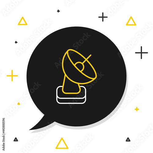 Line Radar icon isolated on white background. Search system. Satellite sign. Colorful outline concept. Vector