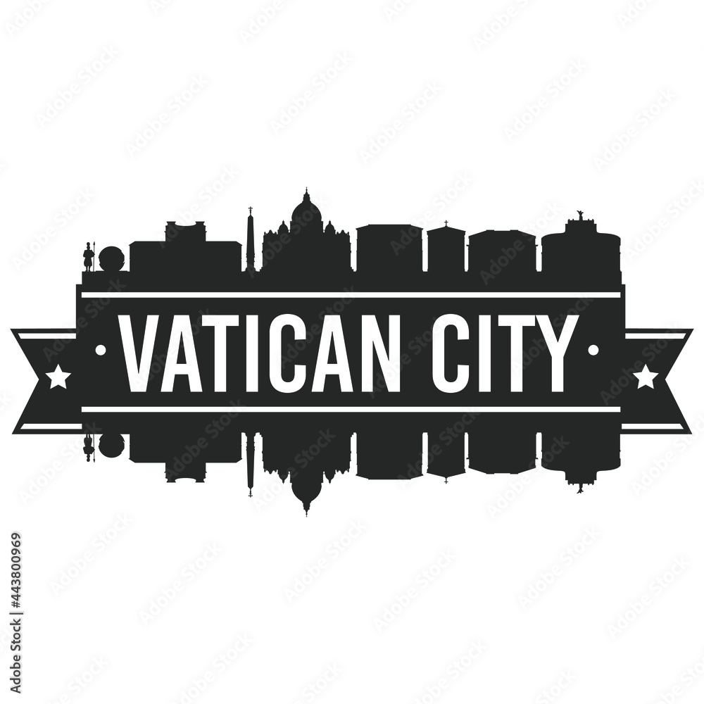 Vatican City Holy See Skyline. Banner Vector Design Silhouette Art. Cityscape Travel Monuments.