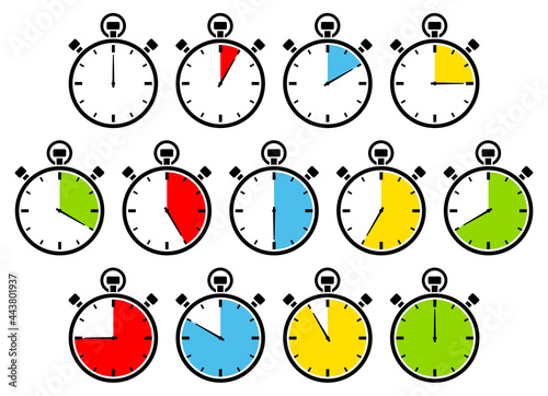 13 Grafische Stoppuhren Bunt