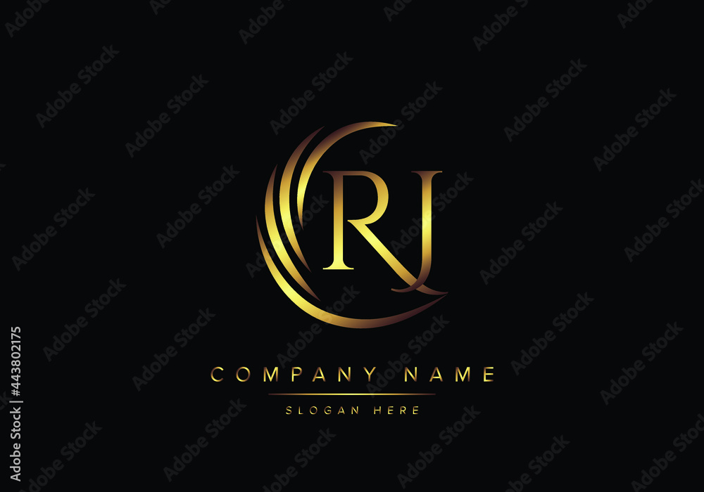 alphabet letters RJ monogram logo, gold color elegant classical Stock ...