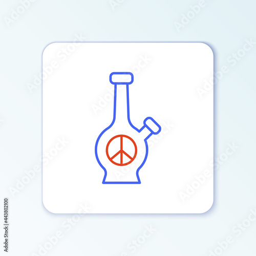 Line Glass bong for smoking marijuana or cannabis icon isolated on white background. Colorful outline concept. Vector
