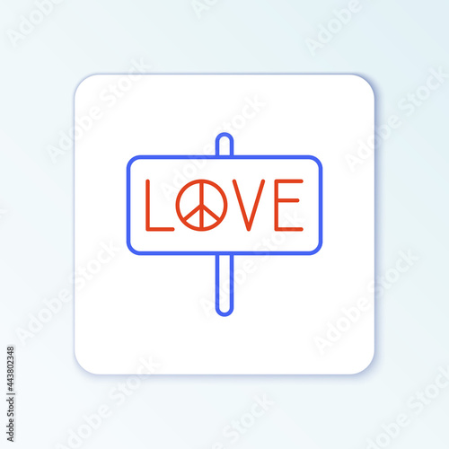 Line Peace icon isolated on white background. Hippie symbol of peace. Colorful outline concept. Vector