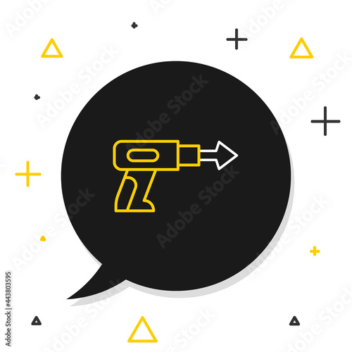 Line Fishing harpoon icon isolated on white background. Fishery manufacturers for catching fish under water. Diving underwater equipment. Colorful outline concept. Vector